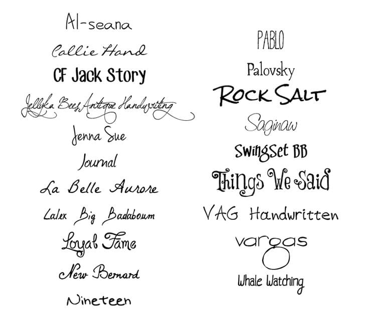 20 free handwritten fonts