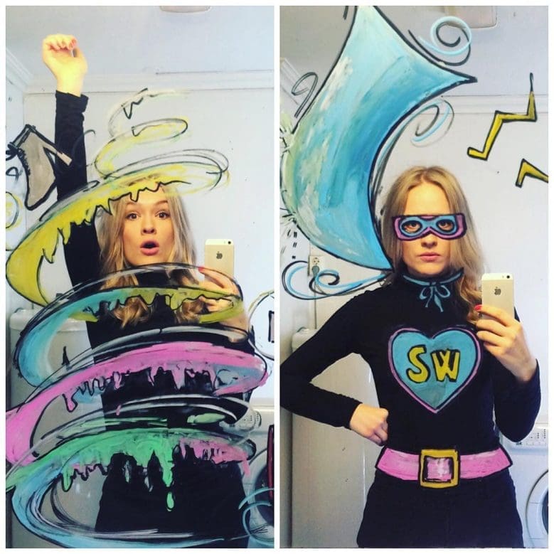 This Designer Turns Selfies into Art using a Mirror and Markers